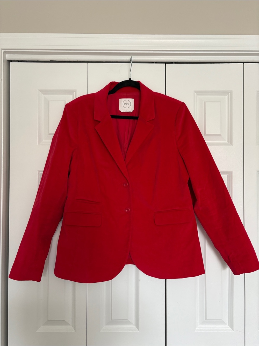 Circolo 1901 Women's Red Velvet Two-Button Tailored Blazer - Size 16